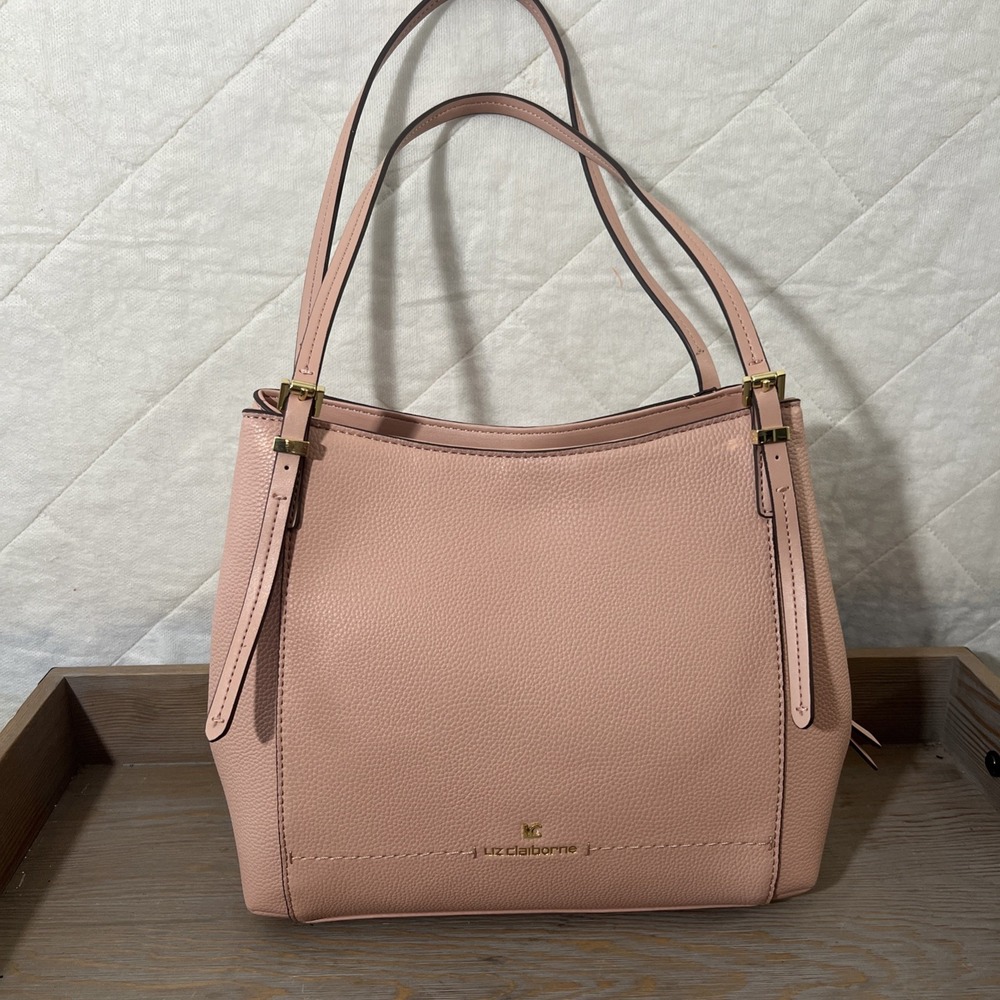 Liz Claiborne Large‎ Light Pink  Faux Leather Tote Purse Excellent Condition
